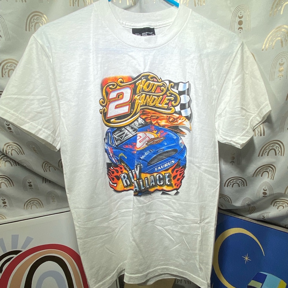 Vintage Chase Authentics White Tee with Race Car Graphic